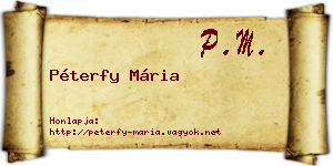 Péterfy Mária névjegykártya