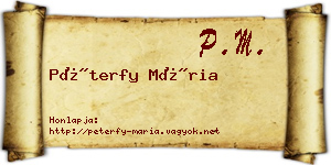 Péterfy Mária névjegykártya